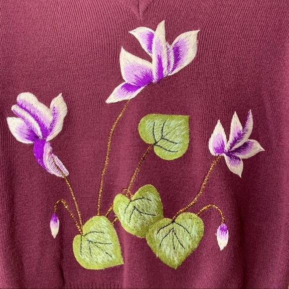 Vintage Lilly of California‎ Purple Sweater Orchids Size Small Pinup Girl Cali S - Picture 4 of 11